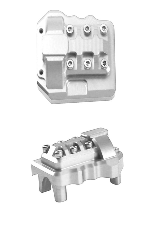 Share Goo 2Pcs ShareGoo Aluminum Alloy Front Rear Axle Differential Cover 15g Diff Cover Case Compatible with Traxxas TRX-4 1/10 RC Crawler Car (Silver) - Image 5